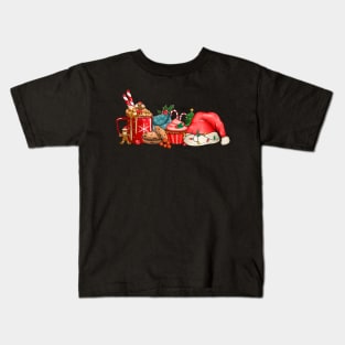 Hot Coco Cupcakes and Santa Hat Kids T-Shirt